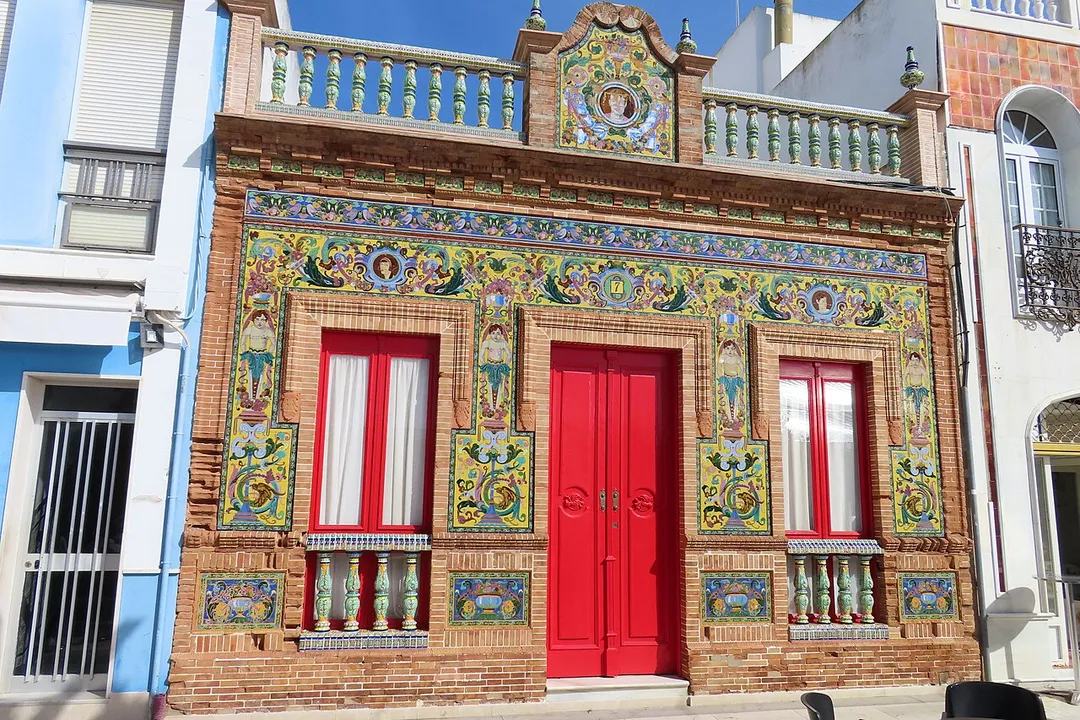 Spain, Isla Cristina tiled building