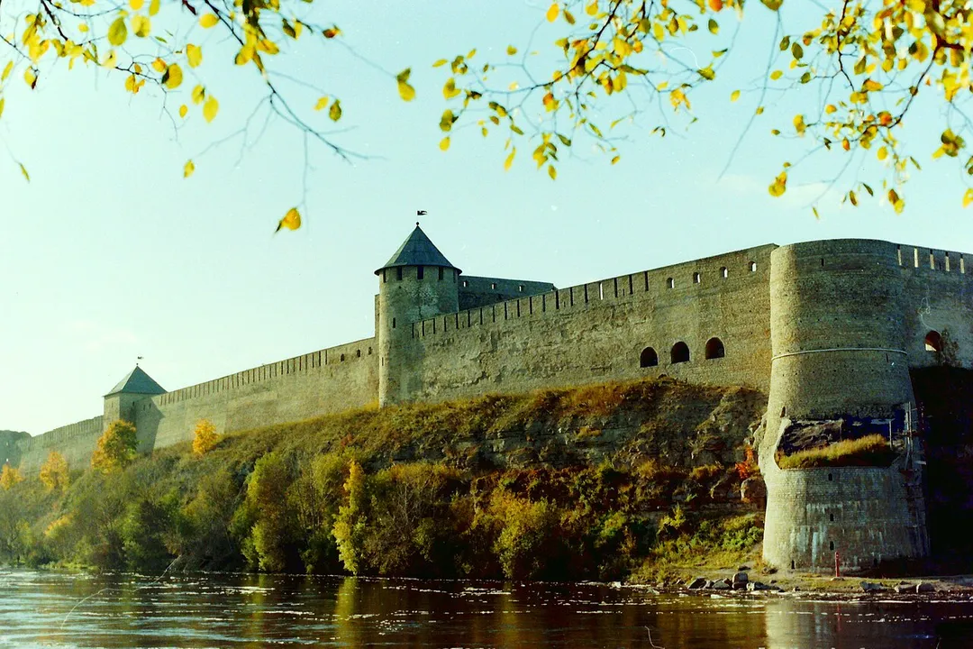 Ivangorod Fortress on the Narva River, Russia. Photo 1998.