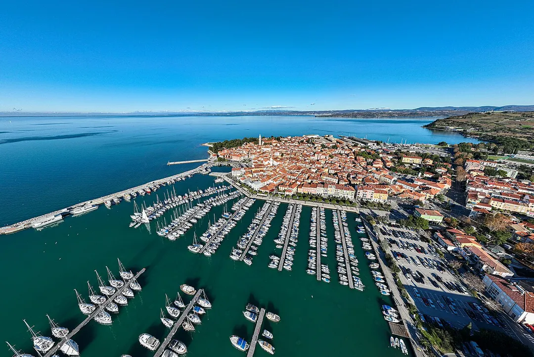 Izola Old town with marina.
