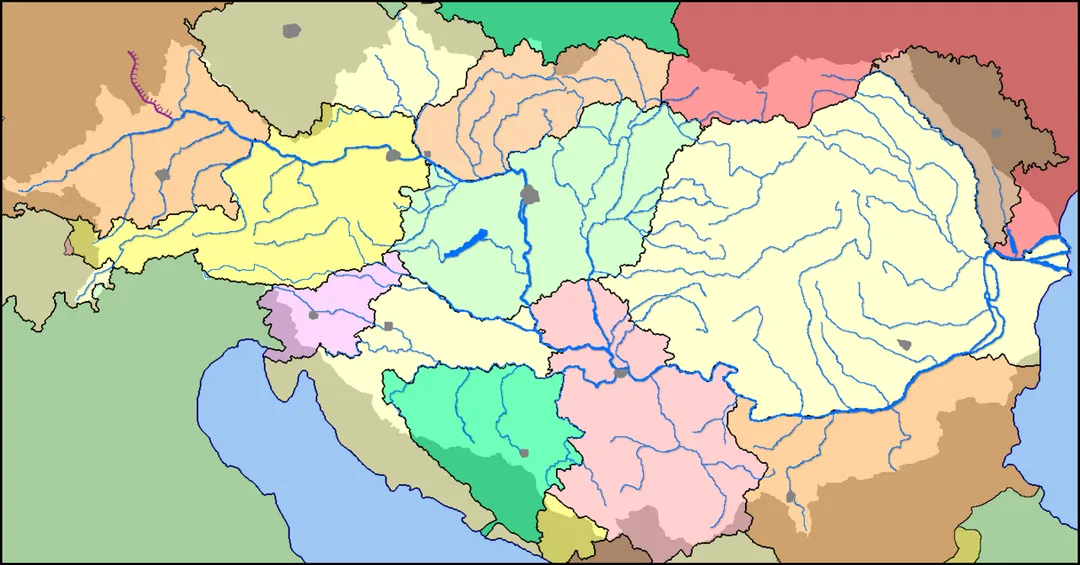 Danube Basin. Blank map version of the french map Image:Bassin-du-Danube.png