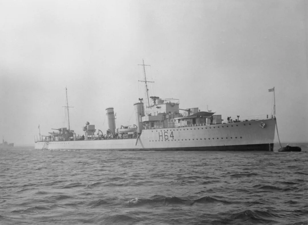Royal Navy destroyer HMS Duchess at a buoy