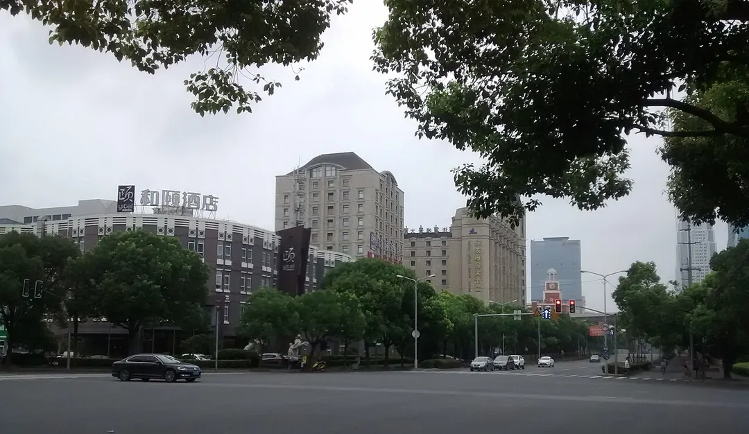 An intersection in Jinqiao, Pudong, Shanghai.