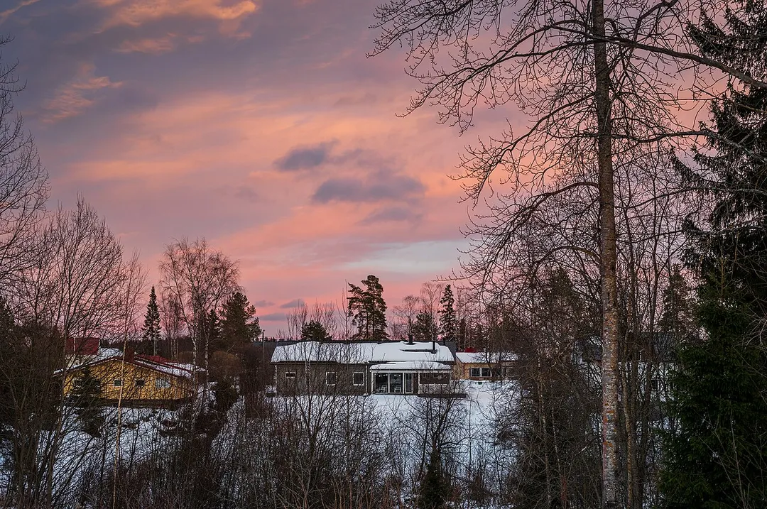 Small residential by Palojoki river in Jokela, Tuusula, Finland in 2022 March.
