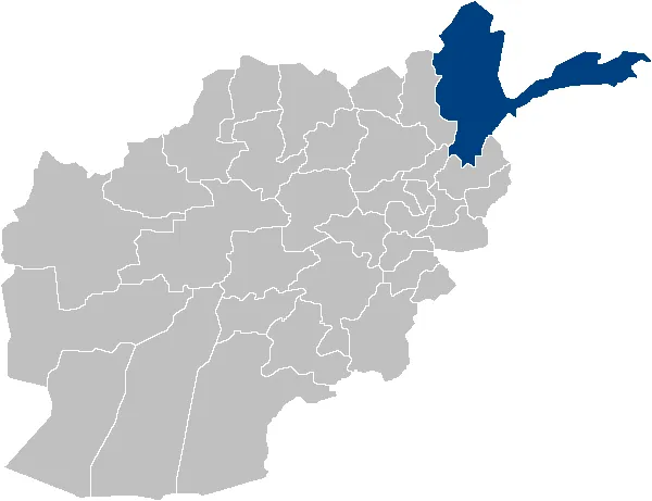 Locator map for Badakhshan Province in Afghanistan.  Original map source:  Image:Afghanistan_provinces_blank.png