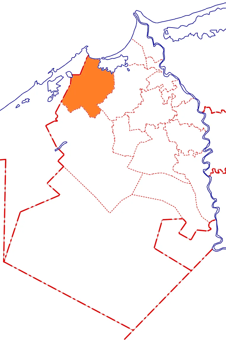 خريطة مركز كفر الدوار بالنسبة لمحافظة البحيرة، مصر.