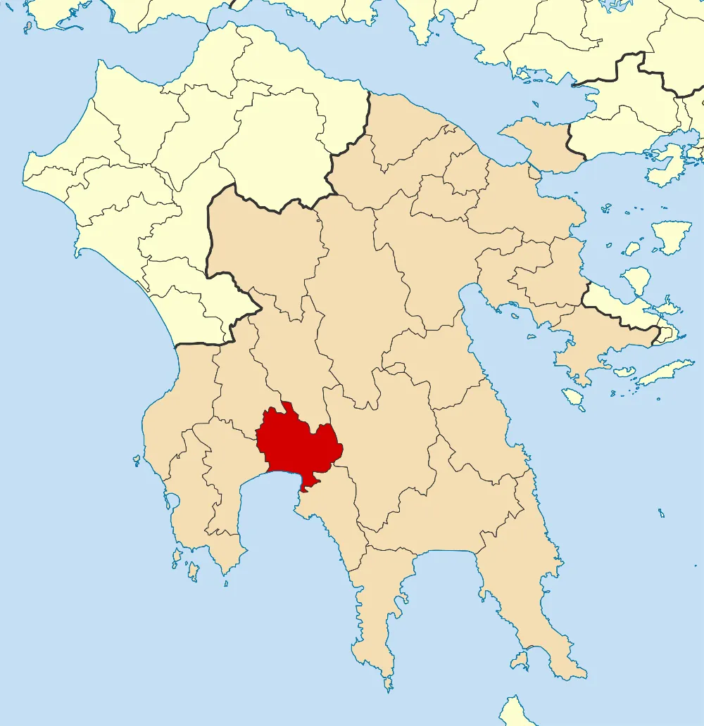 Locator map for Kalamata municipality in Greek region Peloponnese (2011)