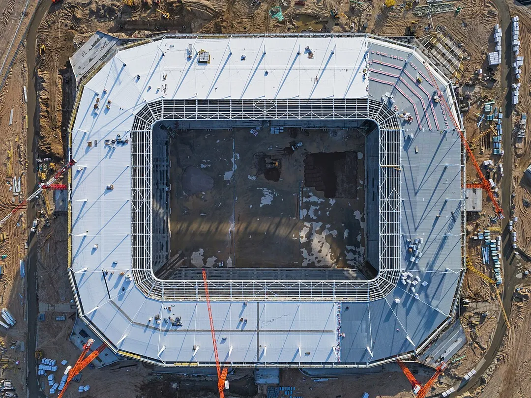 Construction site of FIFA World Cup 2018 stadium in Kaliningrad formerly Königsberg, Kaliningrad Oblast (Russia).