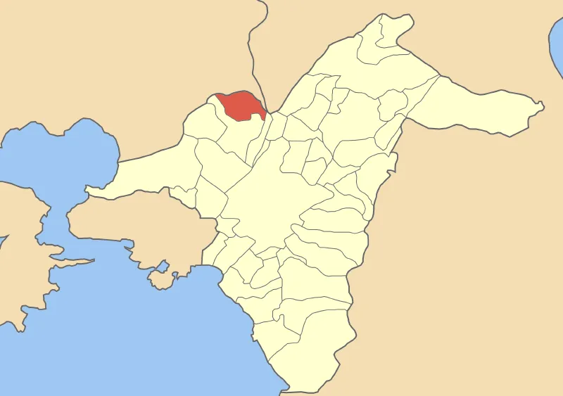 Locator map of Kamatero municipality (Δήμος Καματερού) in Athina Nomarchia (Νομαρχία Αθηνών) in Greece.