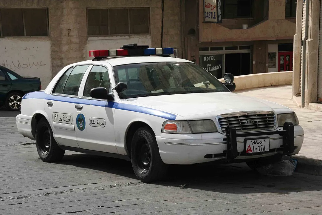 Jordanian Police Ford Crown Victoria in Karak, Jordan.