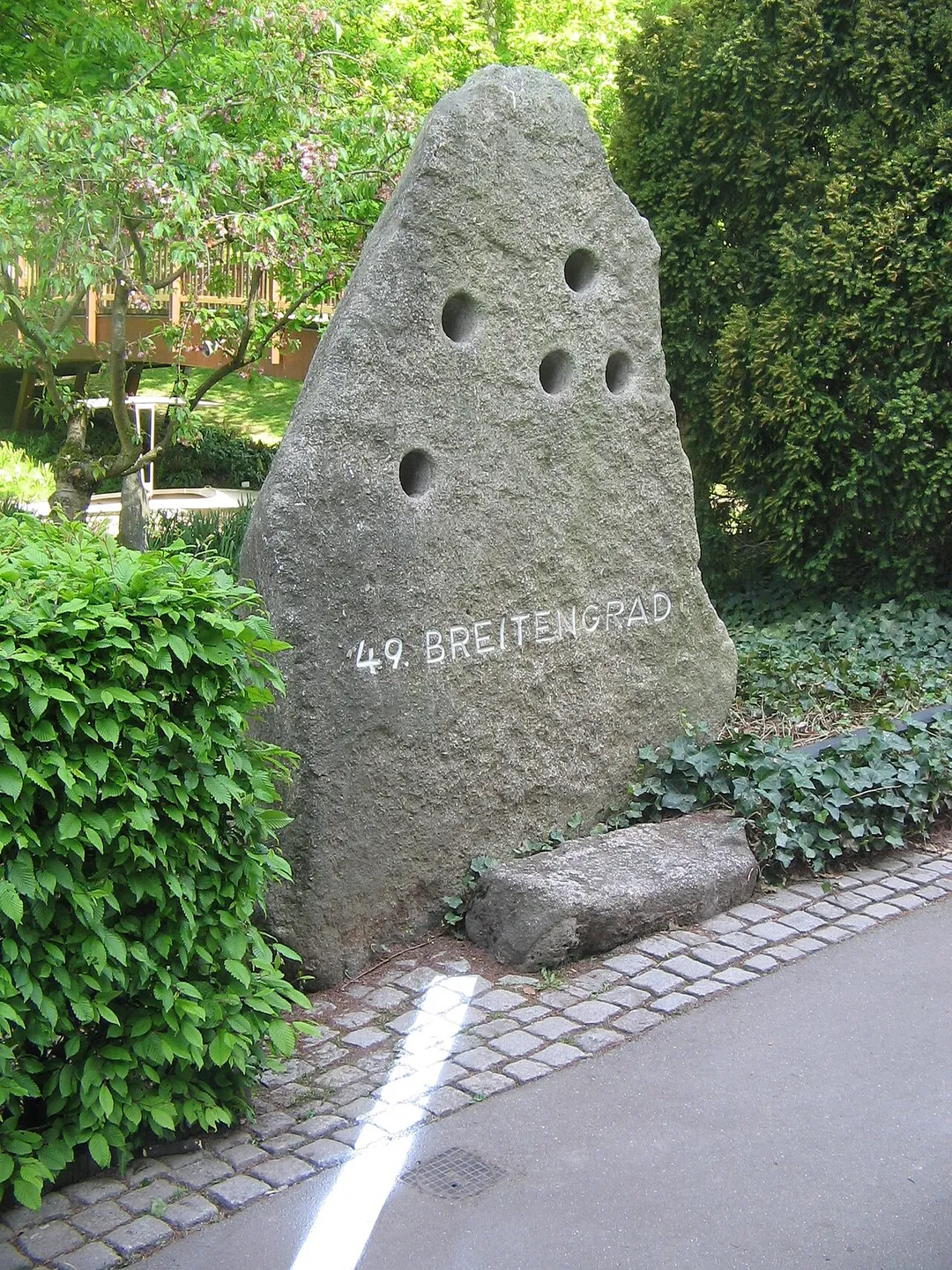 49th Parallel marked in Stadtgarten, Karlsruhe, Germany