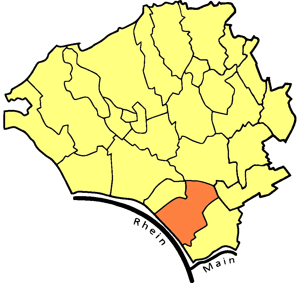 Map of Wiesbaden showing the location of Kastel