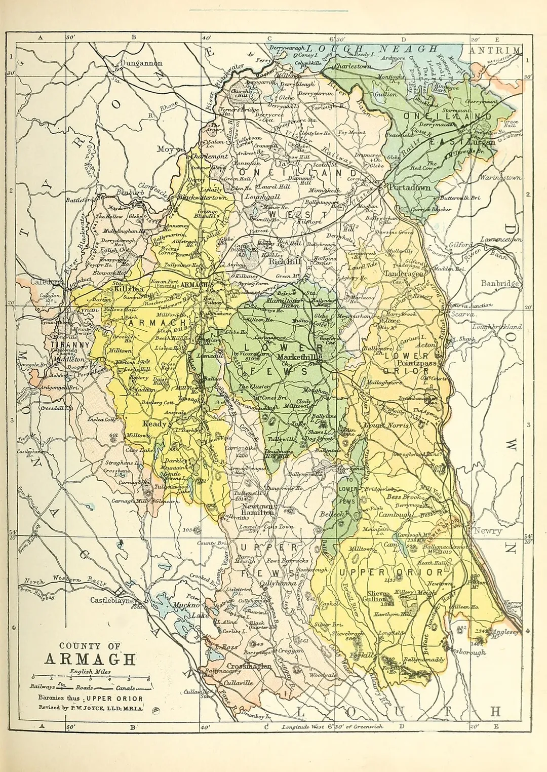 Map of the baronies of County Armagh in Ireland; taken from Atlas and cyclopedia of Ireland, p.36