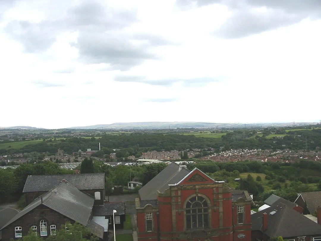 Kearsley looking east taken from St Stephens Church tower. Taken by Geotek 2004