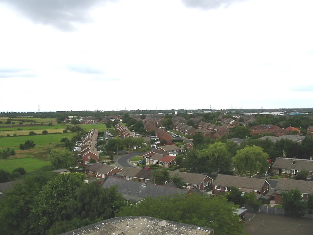 Kearsley looking west taken from St Stephens Church tower. Taken by Geotek 2004