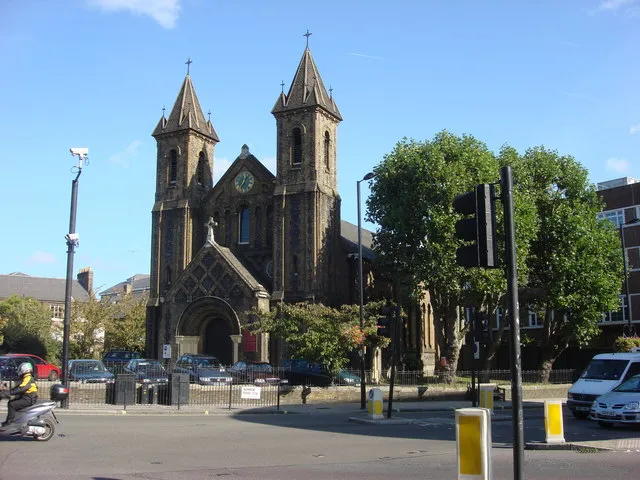 Parish church of St John the Evangelist, Kensal Green, London W10, at the junction of Harrow Road and Kilburn Lane, seen from the west