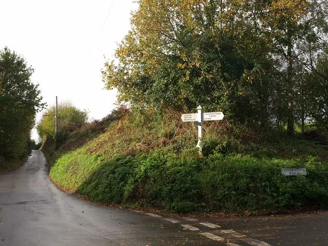 Junction, Kenton. A few metres up the hill from 1570303 is this junction of sunken lanes. Both lead into a tangled network of lanes on the south side of the Kenn valley.