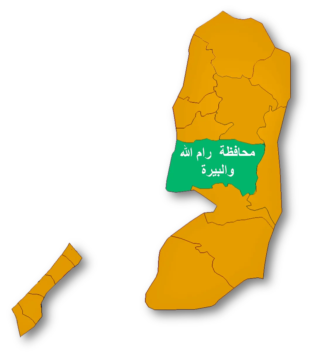 Map of the Palestinian Authorities showing the Governate of Ramallah and el_Beireh
