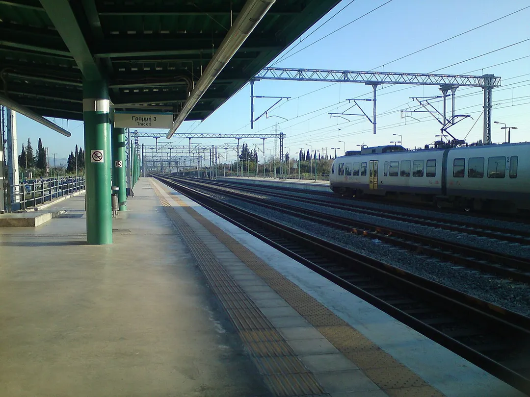 View of a Siemens Desiro (OSE class 660) train at Kiato railway station in Greece