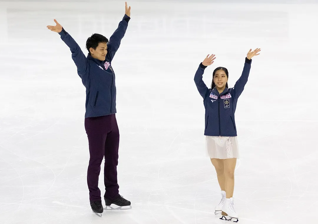 Riku Miura and Ryuichi Kihara perform their free skate during the 2023 Four Continents Figure Skating Championships in Colorado Springs, Colorado.
