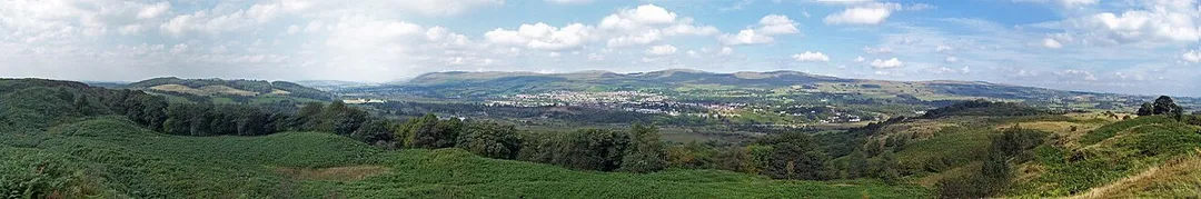 Kilsyth panorama from Croy Hill and the Antonine Wall, looking over Kilsyth towards the Kilsyth Hills.