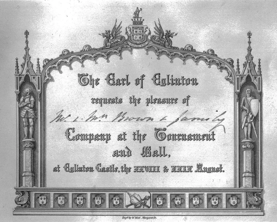 An invitation to the Eglinton Tournament.