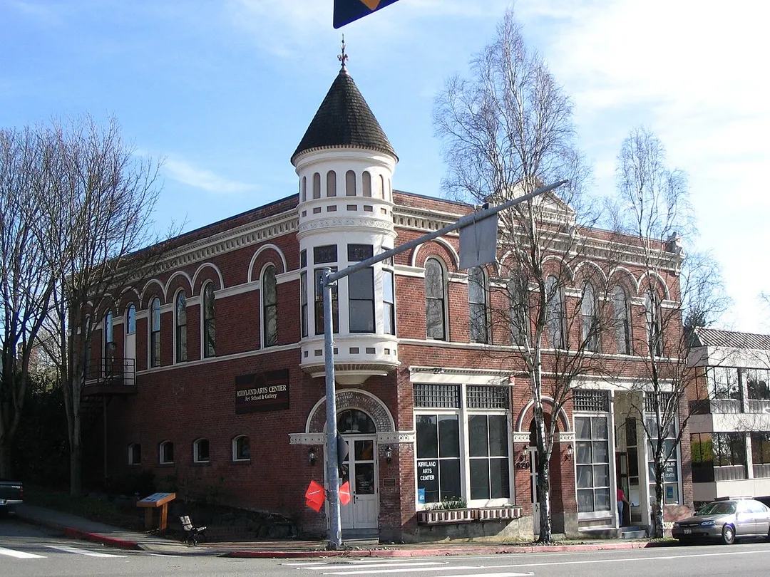 The historic Peter Kirk Building at Market &amp; Seventh Streets in Kirkland, Washington. It was built around 1890 as the Kirkland Investment Company Building and is listed on the National Register of historic places.