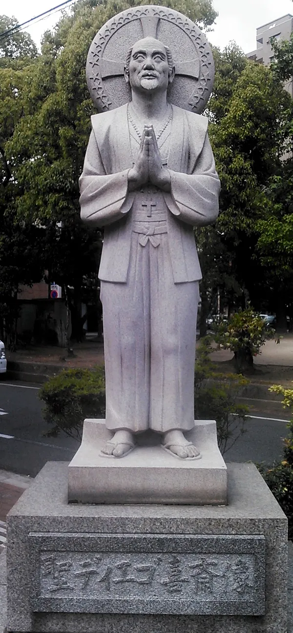 The Statue of St. James (Diogo) Kisai (Japanese name "Ichikawa Kizaemon") , at Okayama Catholic Church, Tenjincho Kita-ku, Okayama-city, Okayama-pref,Japan.   (photograph, 2015,05,31)