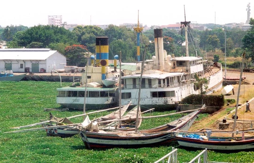 Kisumu Harbour with water hyacinths, Kenya
