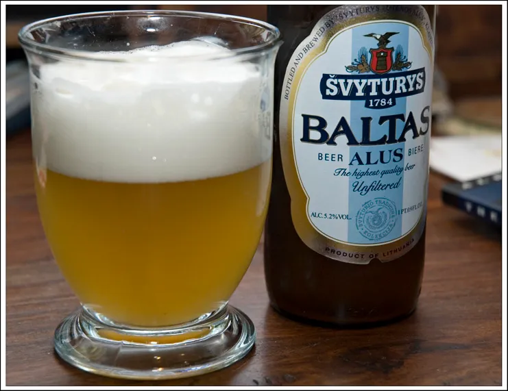 Baltas Wheat beer (5.2% vol.) from Švyturys brewery in Lithuania.