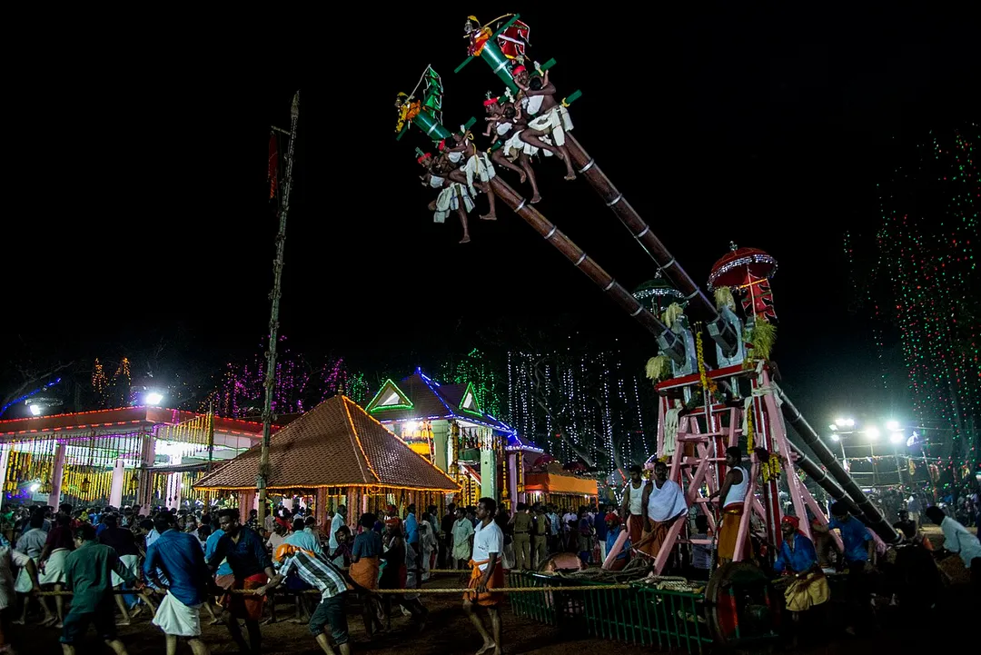 * The most important festival is held in Malayalam Meenam month.
It is known as Kollemcode Thookam Festival.
The seven-day festival concludes with the famous Thookam on the Meena Bharani day (March - April).
Every year more than 1200 thookkams are held here.