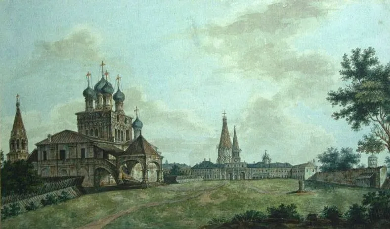 Вид села ru:Коломенское около 1800 г.
Wiev of en:Kolomenskoe. c. 1800