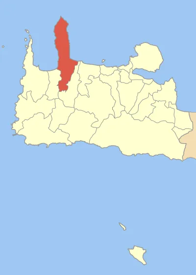 Locator map of Kolymvari municipality (Δήμος Κολυμβαρίου) in Chania prefecture (Νομός  Χανίων) in Greece.