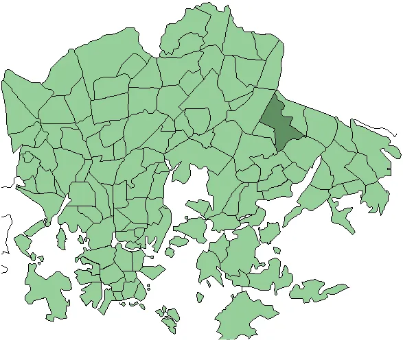 Districts of Helsinki, Kontula district highlighted (in Finnish: Kontulan peruspiiri korostettuna)