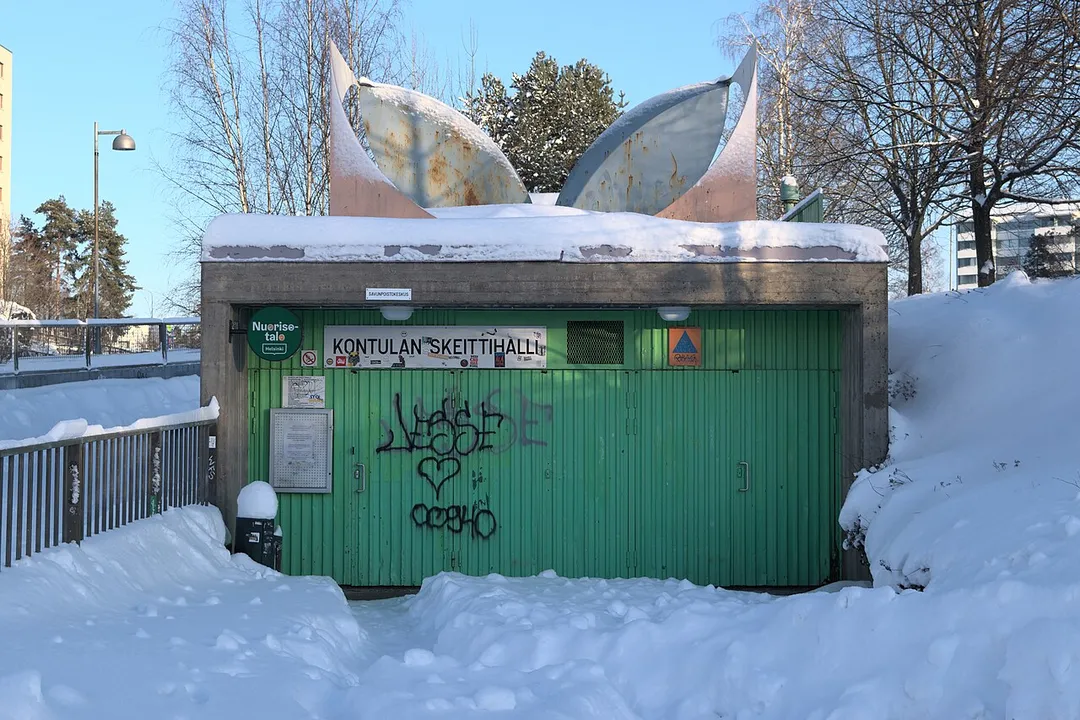 Entrance to the underground skatepark of Kontula, Helsinki in January 2021.
