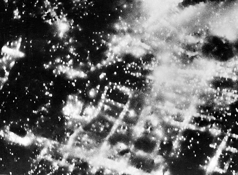 A view of Braunschweig on fire during the October 1944 bombing