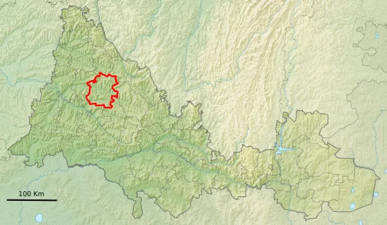 Krasnogvardeysky District (red border), within Orenburg Oblast