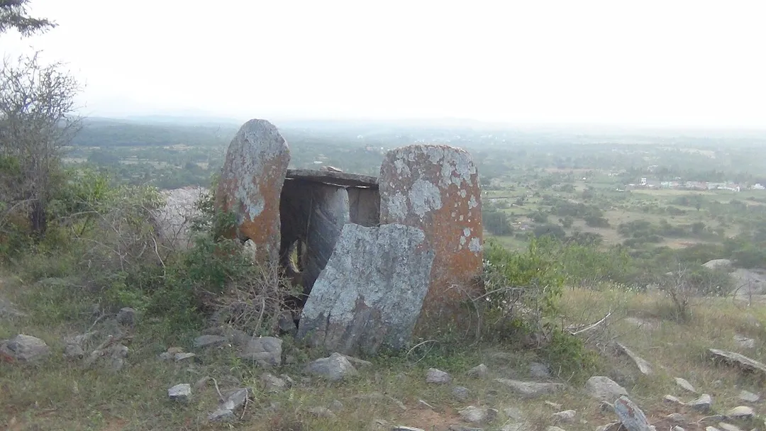 Megalithic dolmen with rock art in Mallachandram Krishnagiri-Tamilnadu india. It was constructed above 2500 years. Earliest Architectural form of Tamil country.