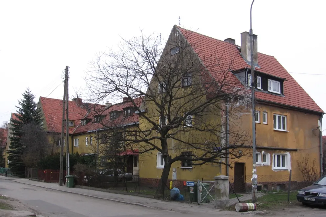 Poranna street in Wrocław-Krzyki, Poland, typical buildings of 1930's