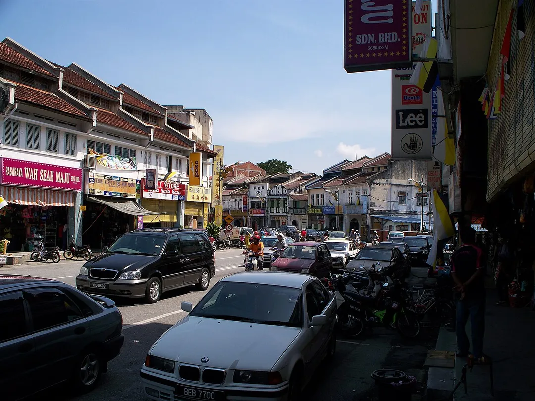 A main commercial street in the city of Kuala Kangsar, Malaysia.