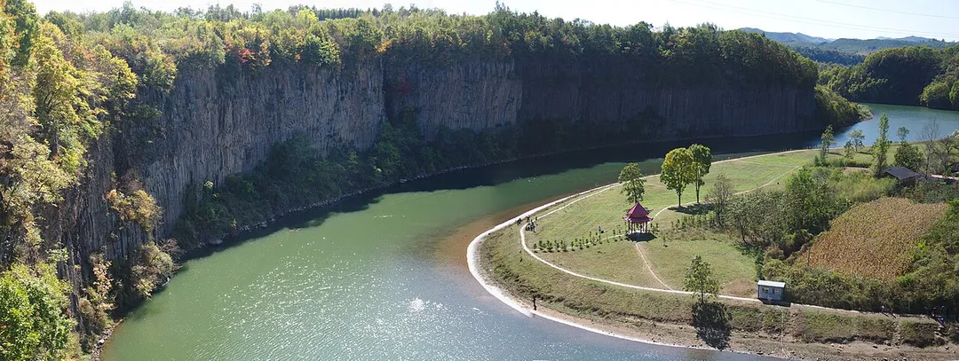 The wall is built by volcano activity. This locates in KuangDian DanDong China