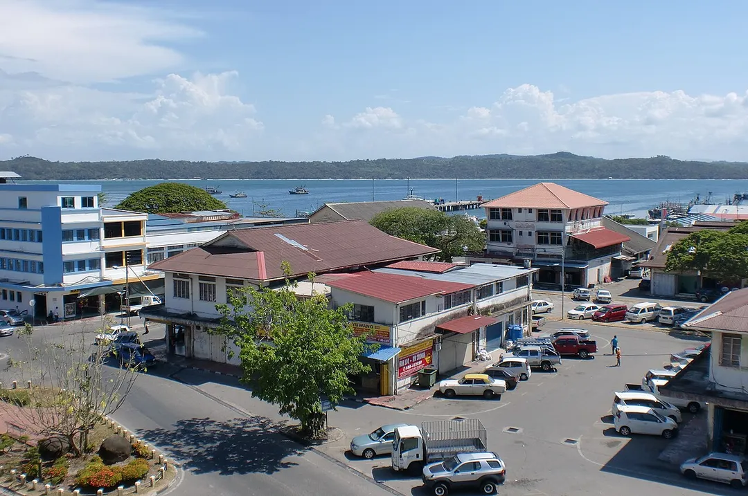 View of downtown Kudat in Sabah, Malaysia.