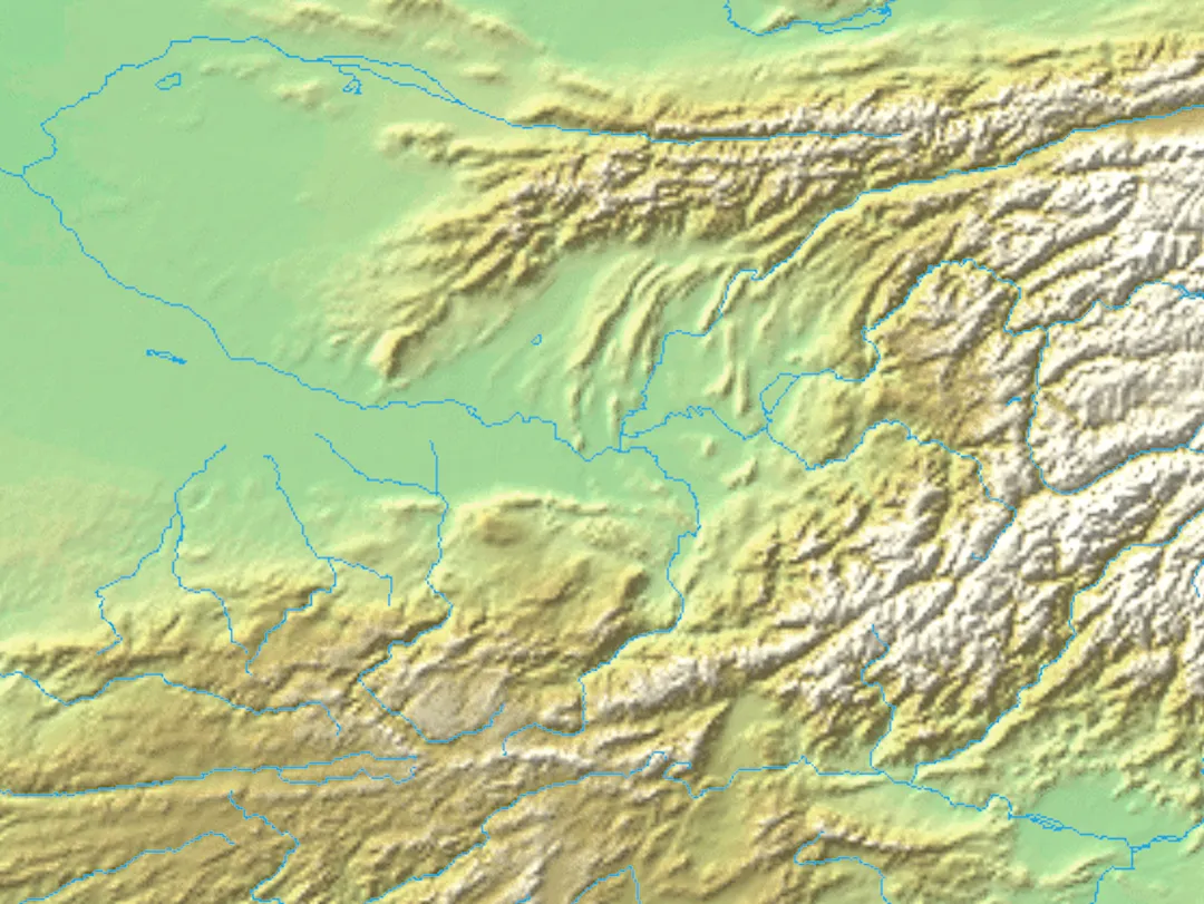Greater Bactria map. Limits: N 40.47 S 33.52 E 72.63 W 63.59