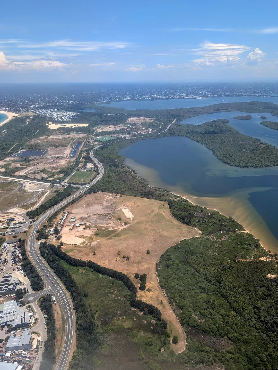 Aerial view of Captain Cook Drive, Kurnell, NSW