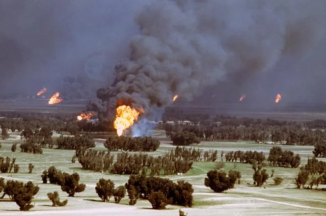 Oil fires set in Kuwait during the Gulf War by Iraqi forces