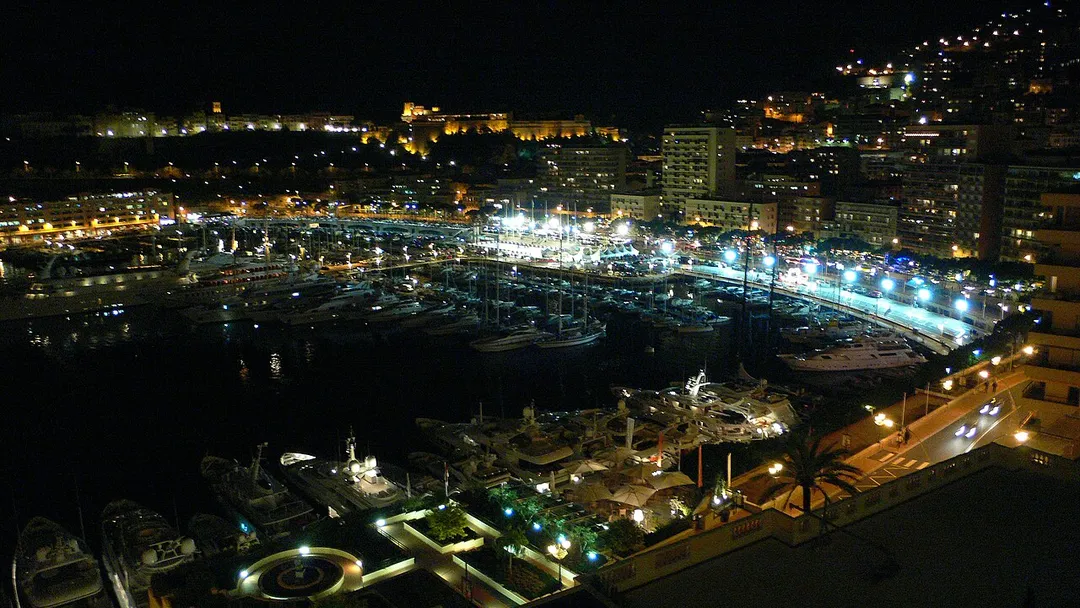 Monaco bay at night
