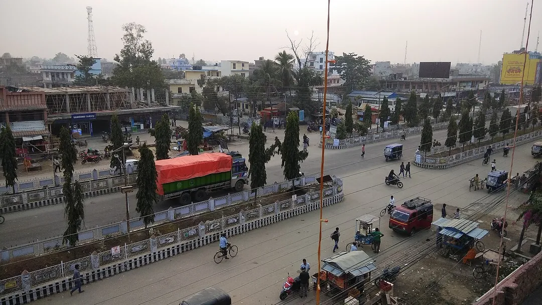 The Mahendra Rajmarg (Highway) passing through Lahan, Nepal