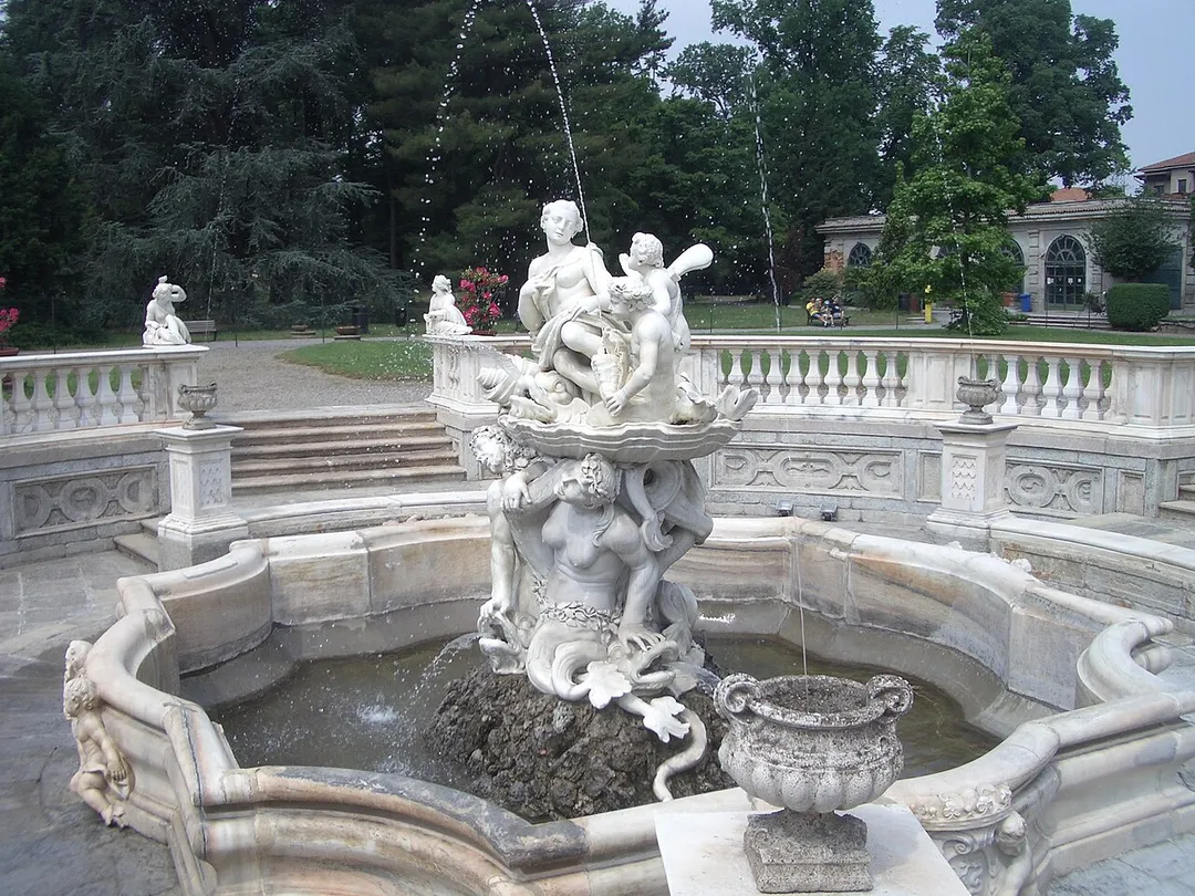 Villa Visconti Borromeo Arese Litta, Lainate (Milano, Italy). Fountain in the park.