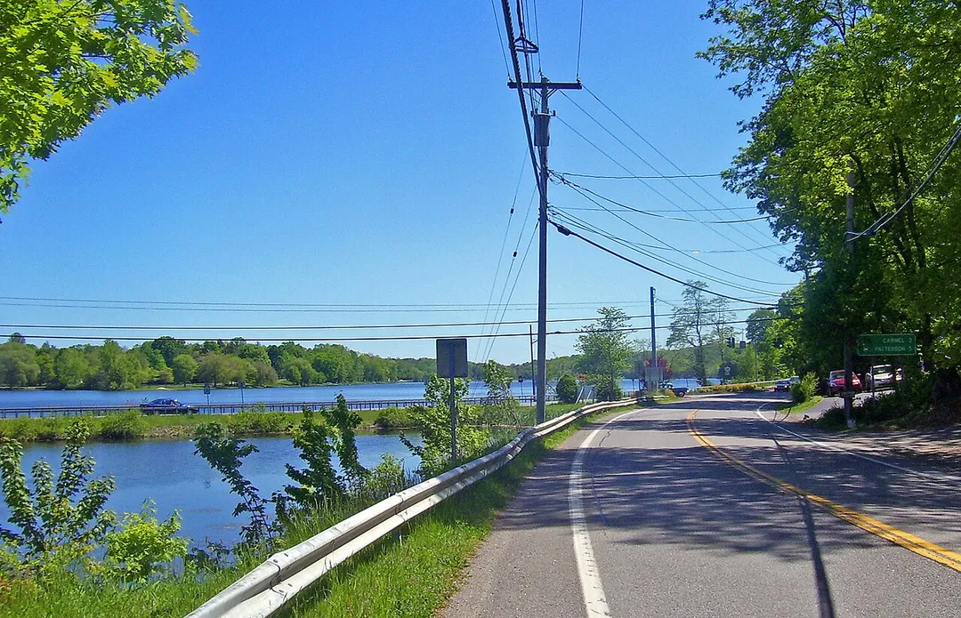 Junction of NY 52 and NY 311, at Lake Carmel, NY, USA seen from NY 52 west of intersection