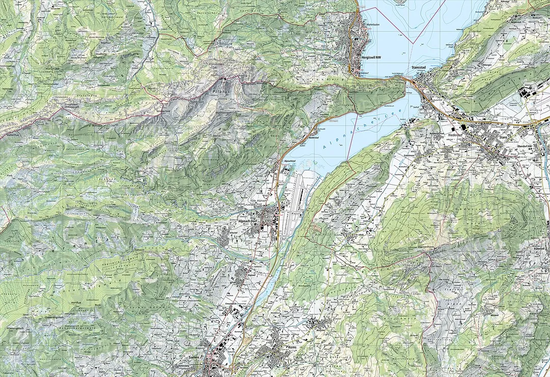 National Map of Switzerland 1:25'000, sheet 1170 Alpnach. Nota bene: this is compressed JPEG version of the original TIFF file. The map can be also consulted on the geographical portal.
