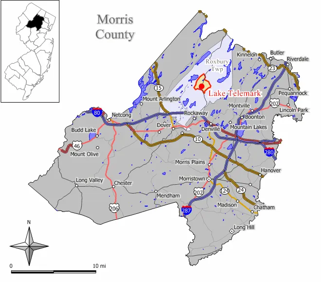 Map of Lake Telemark CDP in Morris County, New Jersey
